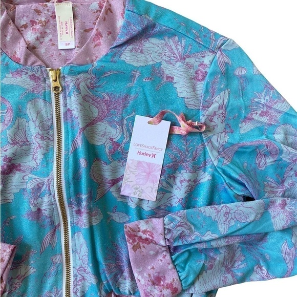 LoveShackFancy x Hurley New Size Small Under The Sea Cropped Bomber Jacket NWT - Picture 2 of 8